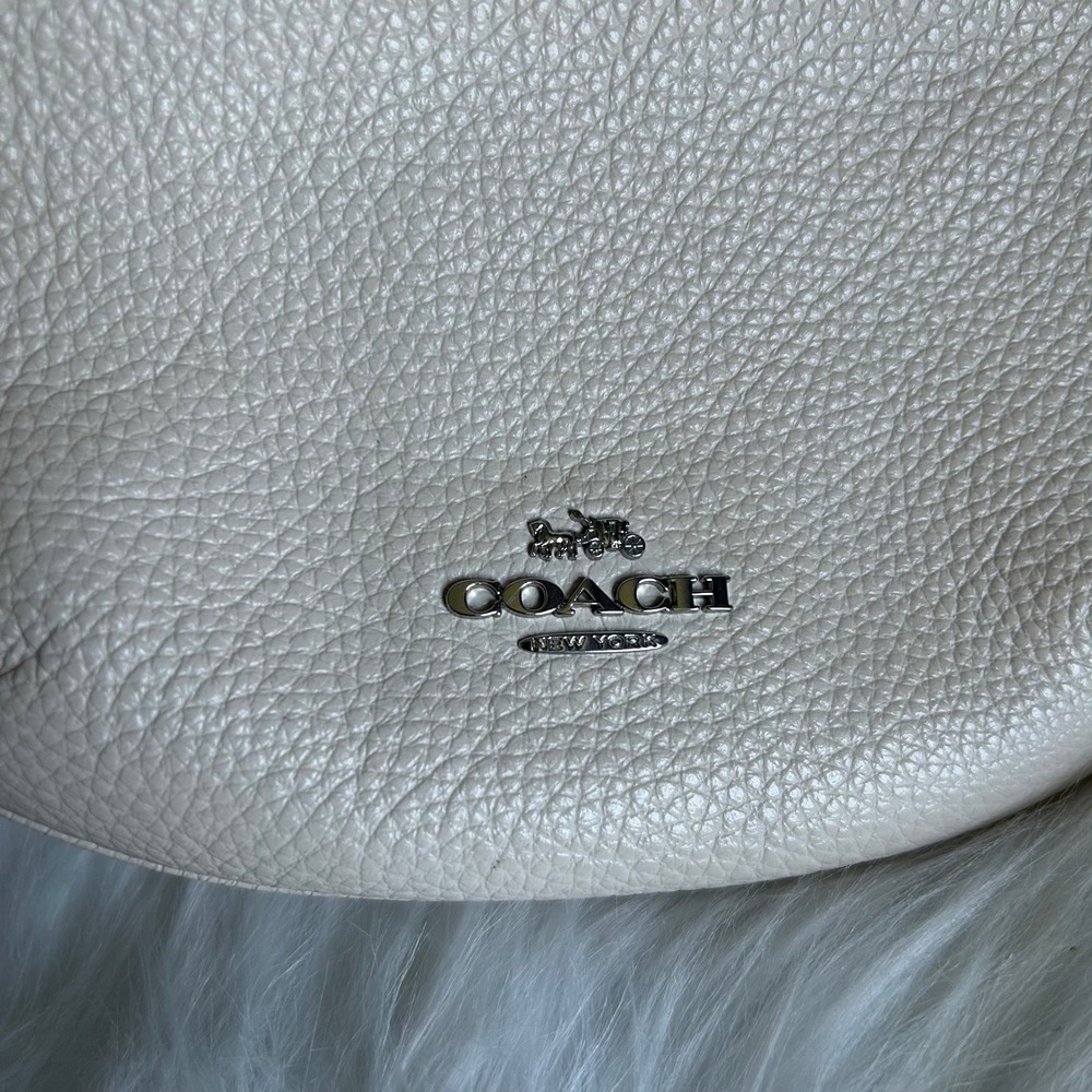 Coach Mini Payton Chalk White Pebbled Leather Hobo Bag Good - Picture 5 of 10